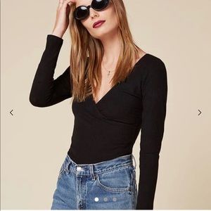 REFORMATION - black ribbed Ollie Top